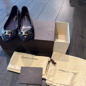 Loius Vuitton Authentic burgundy Patent leather Oxford ballet flats.